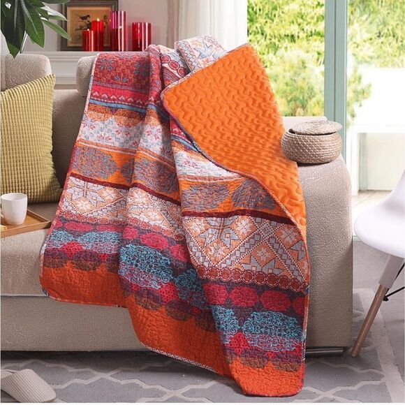 🎉 Host Pick 🎉Boho Patchwork Throw Blanket - Picture 1 of 4